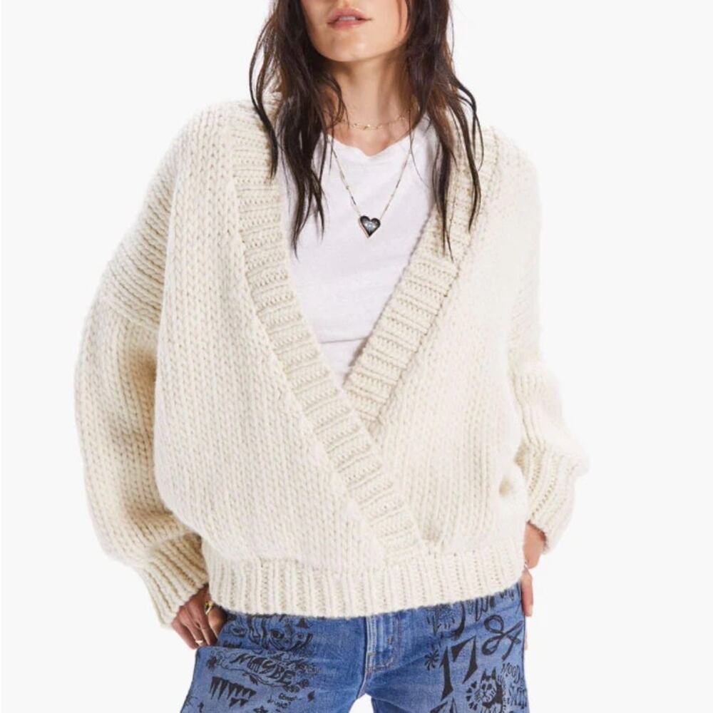 Mother Soul Serenade Criss Cross Chunky Knit Pullover Jumper Sweater Size Medium